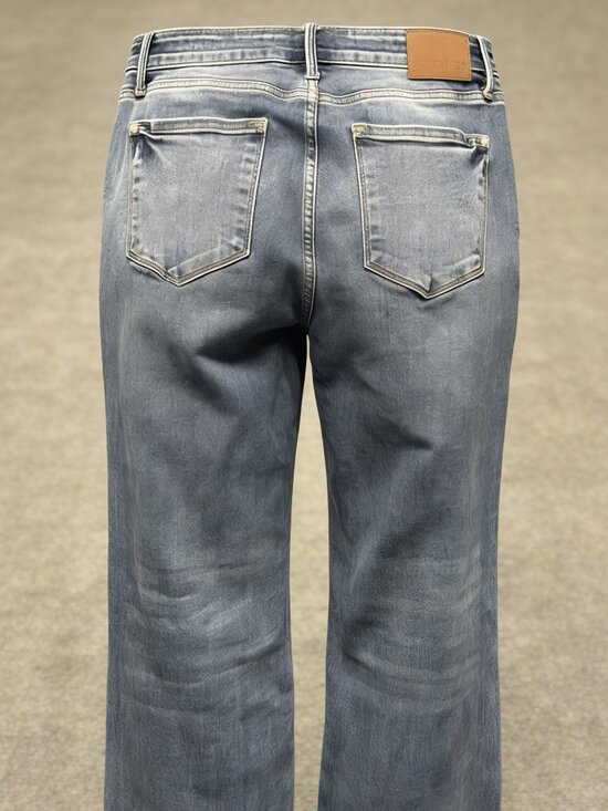 Judy Blue Denim - Judy Blue Jeans Womens 15/32 Blue Wide Leg Mid Rise Baggy Hemmed (32x28)